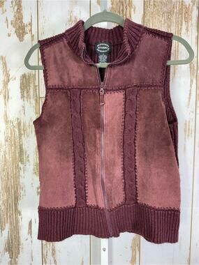 Designers Studio Originals, Suede & Knit Zip Vest - Mauve. Size Small.
